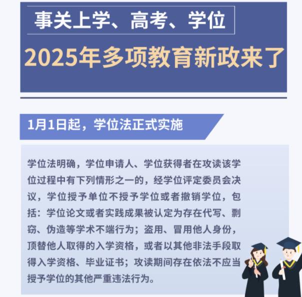 事关上学、高考、学位 2025年多项教育新政来了